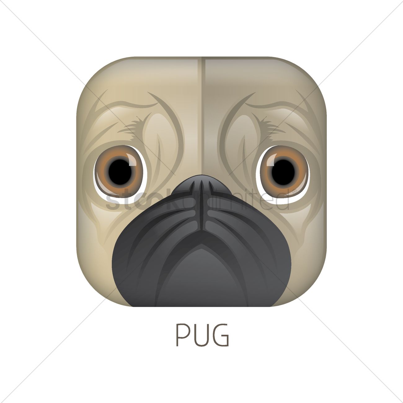 1300x1300 Pug Vector Image