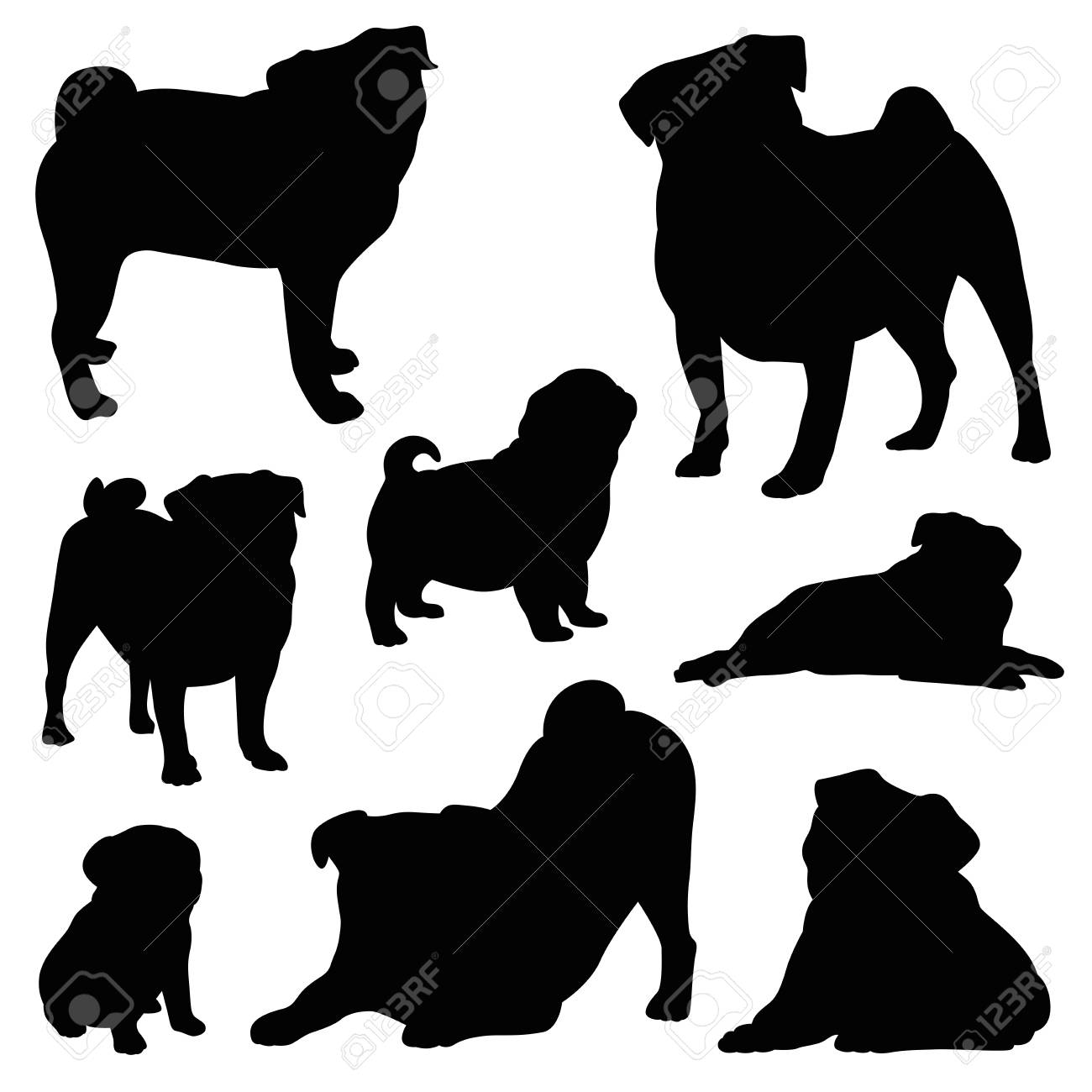 1300x1300 Huge Collection Of 'pug Silhouette Vector' Download More Than