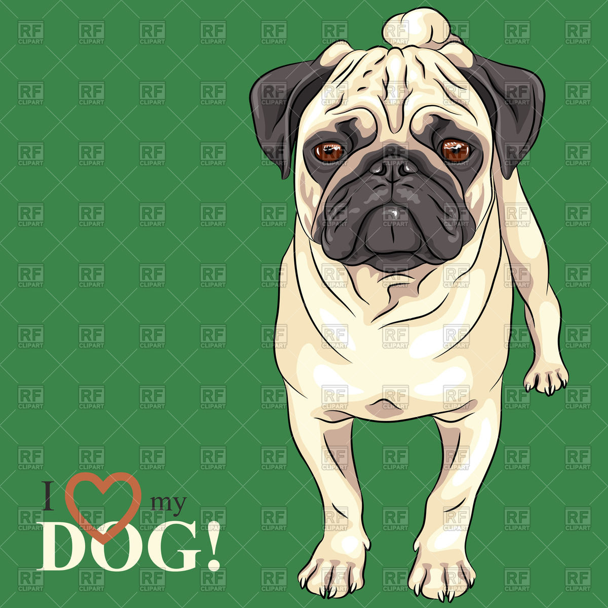 1200x1200 Sad Pug Vector Image Of Plants And Animals Volhakavalenkava