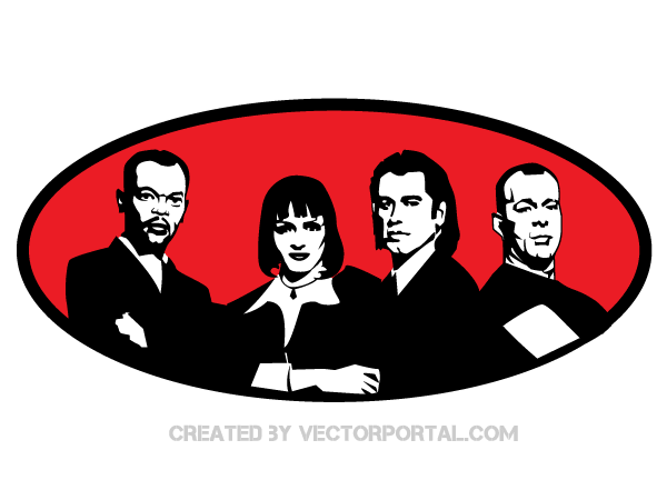 Free Download Pulp Fiction Movie Characters Vector Portrait Clip 600x450 Free Download Pulp Fiction Movie Characters Vector Portrait Clip