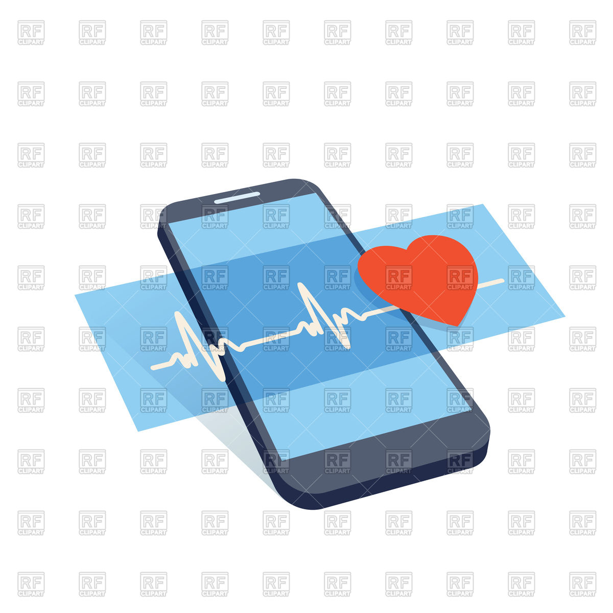 1200x1200 Mobile Device With Heart Pulse Vector Image Of Icons And Emblems