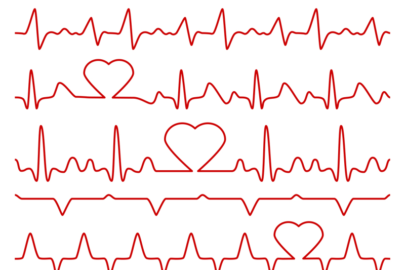 800x533 Cardiogram And Pulse Vector Symbols With Heart Shape