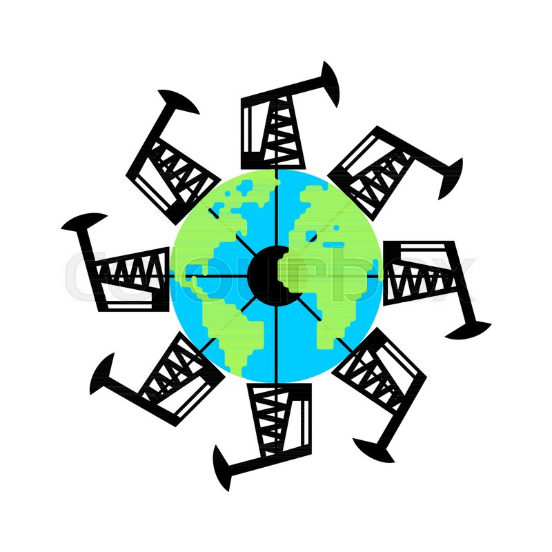 800x800 Planet Earth And Pump Jack And Oil Stock Vector Colourbox
