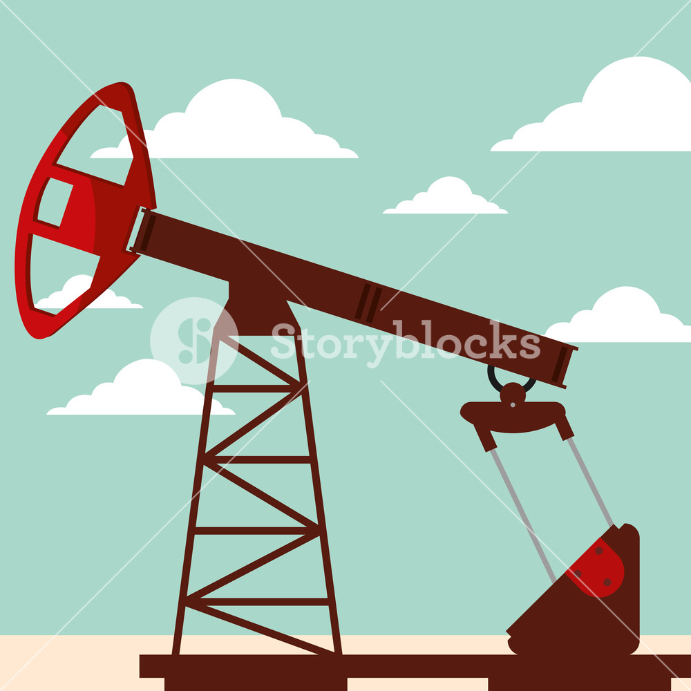 1000x1000 Oil Pump Jack Working Industry Vector Illustration Royalty Free