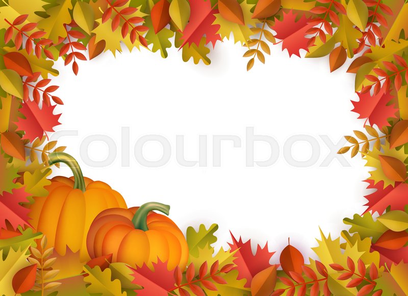 800x582 Autumn Leaves And Pumpkins Border Stock Vector Colourbox