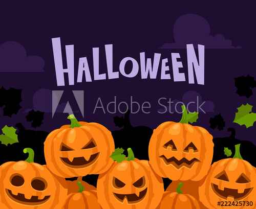 500x409 Halloween Pumpkin Border Scary Pumpkins In Witch Hat Decoration