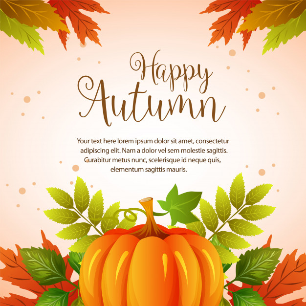 626x626 Happy Autumn Colorful Pumpkin Foliage Border Vector Premium Download