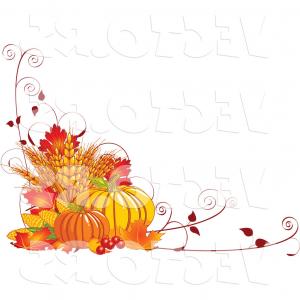 300x300 Vector Of Fall Harvest With Wheat Pumpkins Vines And Autumn Leaves
