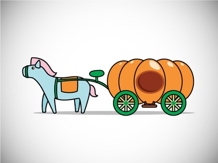 450x337 Pumpkin Carriage For Cinderella Isolated, Vector Illustration