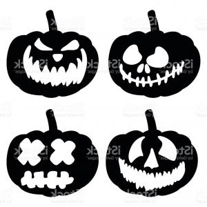 300x300 Halloween Scary Pumpkin Face Vector Illustration Set Jack O