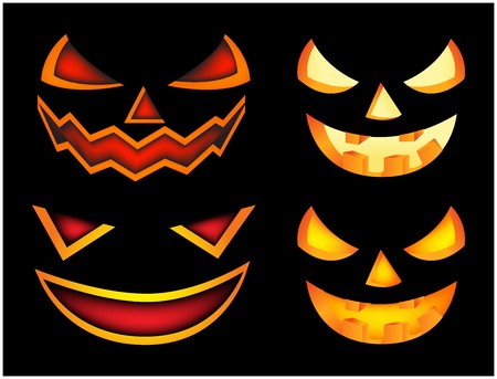 450x343 Halloween Scary Pumpkin Face Vector Illustration Set, Jack O