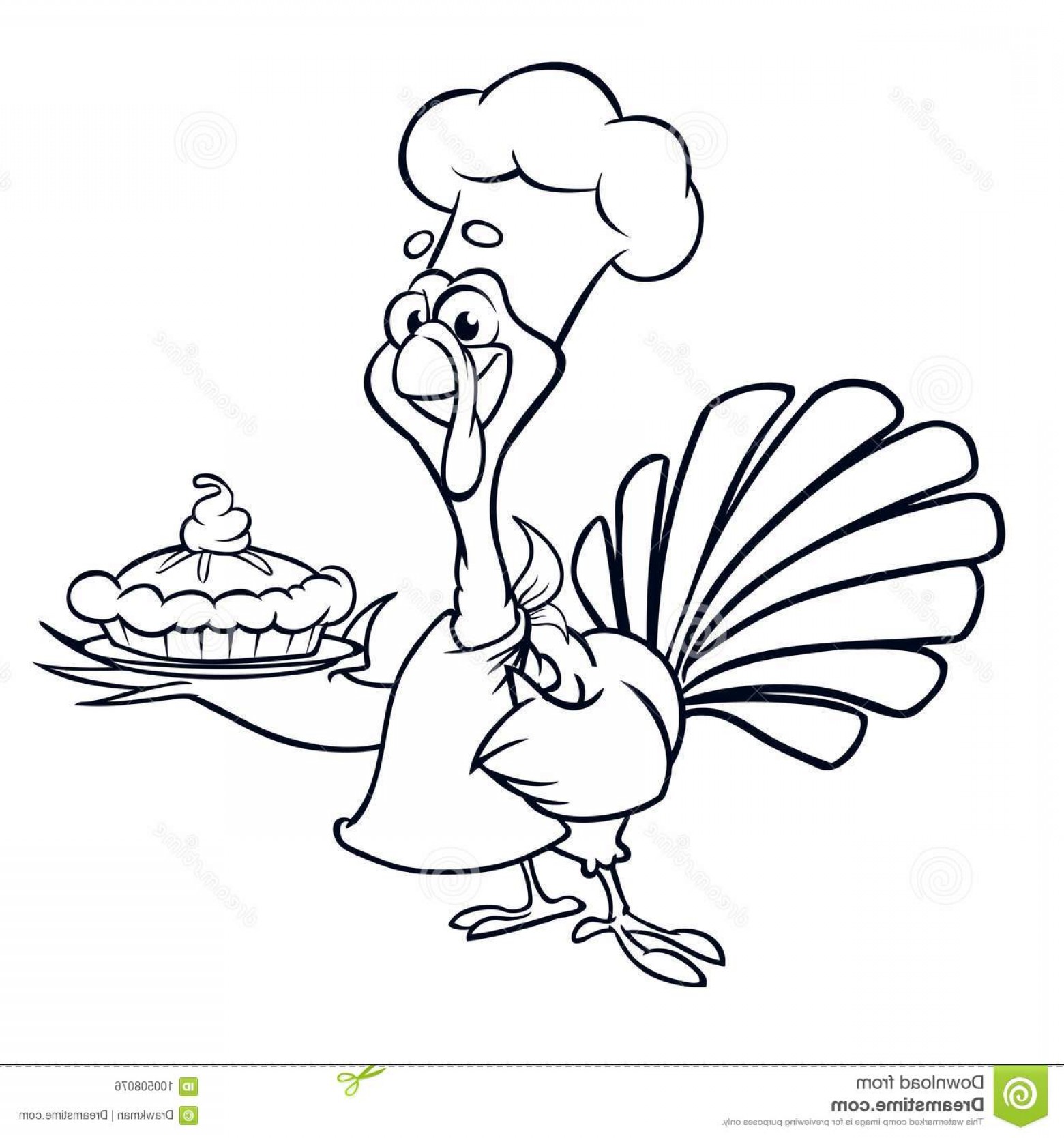 1560x1668 Thanksgiving Funny Cartoon Turkey Chief Cook Serving Pumpkin Pie