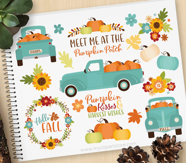 608x532 Teal Pumpkin Truck Clipart Premium Vector Clipart