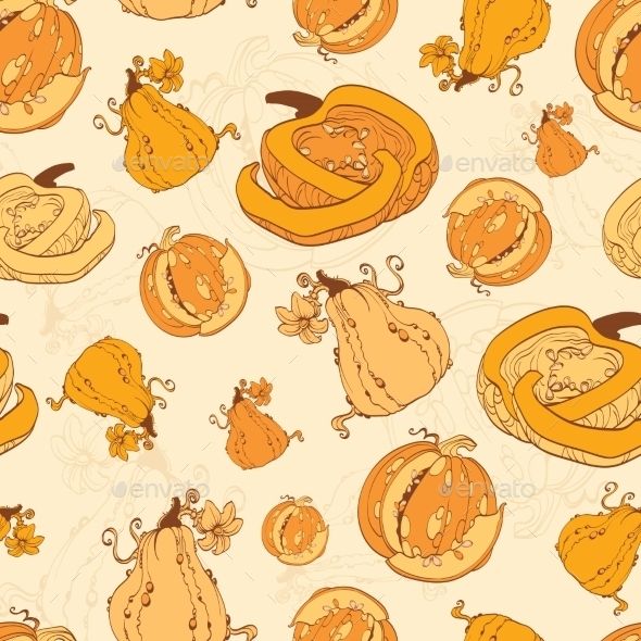 590x590 Vector Autumn Pumpkins Harvest Seamless Pattern Pumpkin Patch
