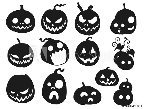 500x381 Set Of Halloween Pumpkin Vector Black Pumpkin Silhouette On White