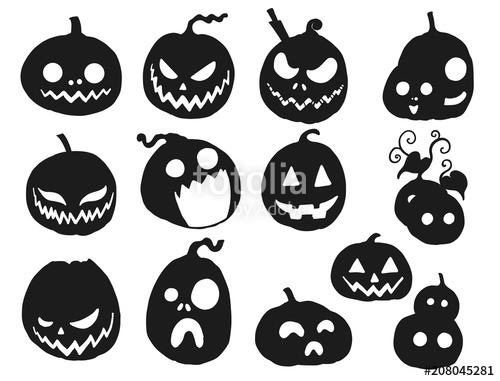 500x381 Set Of Halloween Pumpkin Vector Black Pumpkin Silhouette On White