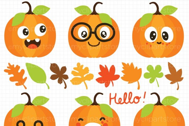 720x479 Cute Pumpkins Fall Autumn Vector Clipart