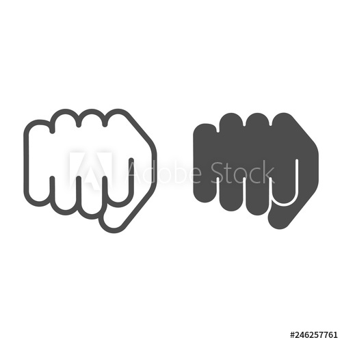 500x500 Fist Line And Glyph Icon Forward Punch Vector Illustration