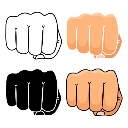 450x450 Fist Punch Vector Icons, Black And Colorful, Isolated On White