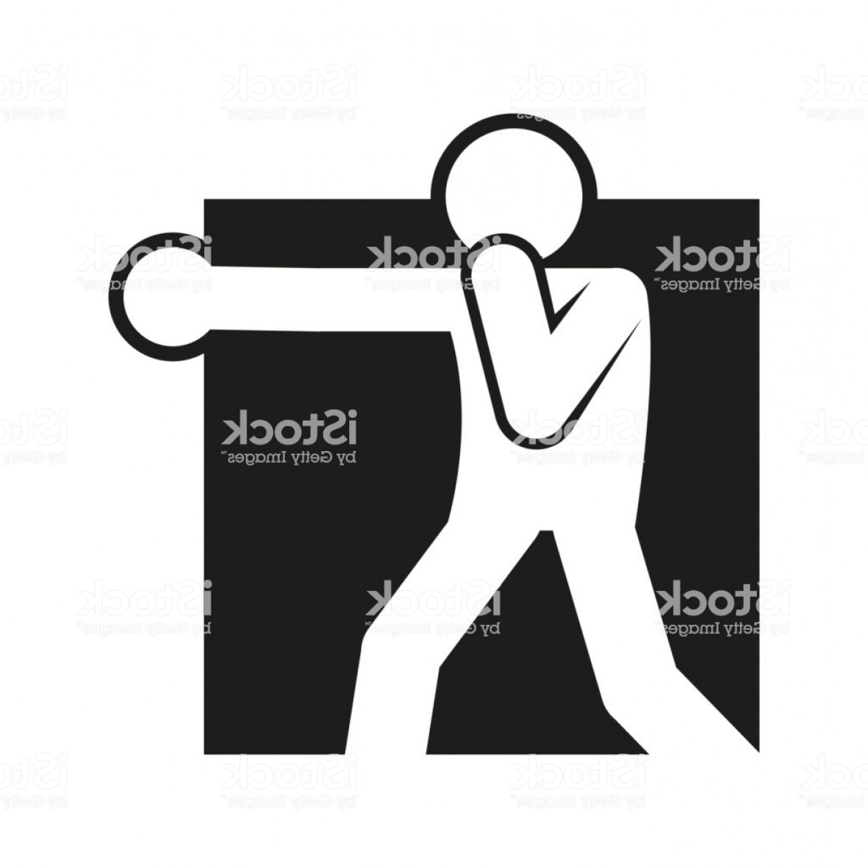 1228x1228 Square Block Boxing Punch Sport Figure Symbol Vector Illustration