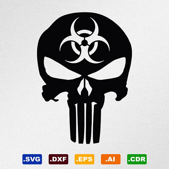 570x570 Punisher Skull Biohazard Dxf, Cdr Vector