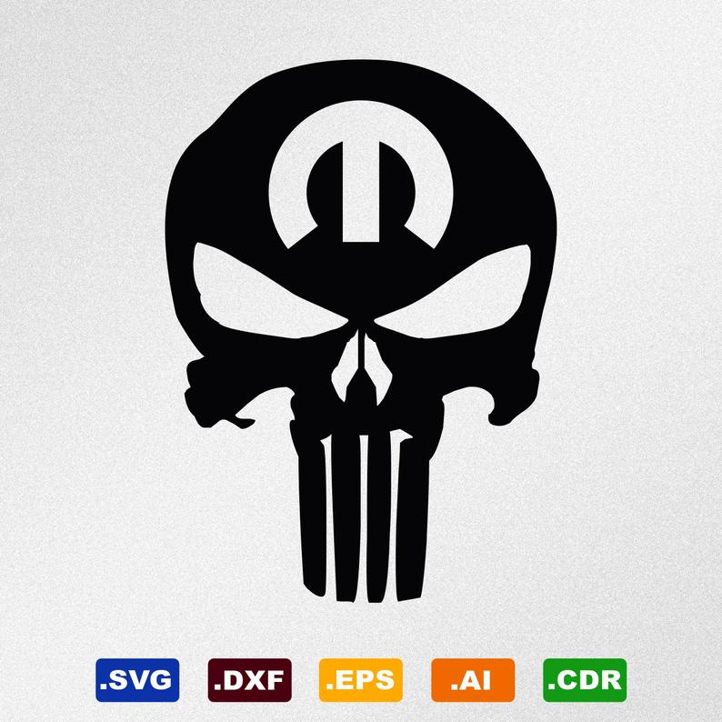 794x794 Punisher Skull Mopar Dxf Cdr Vector For Etsy