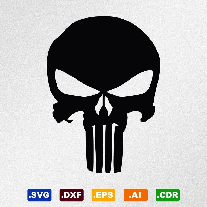 794x794 Punisher Skull Dxf Cdr Vector For Etsy