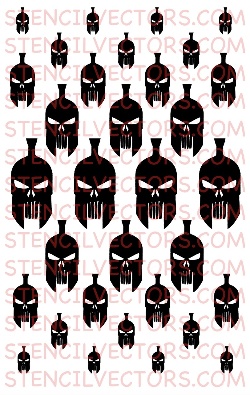 812x1280 Punisher Spartan Stencil Vector Pack