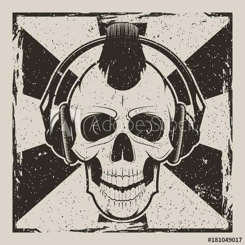 500x500 Skull Music Punk Vector Vintage Grunge Design