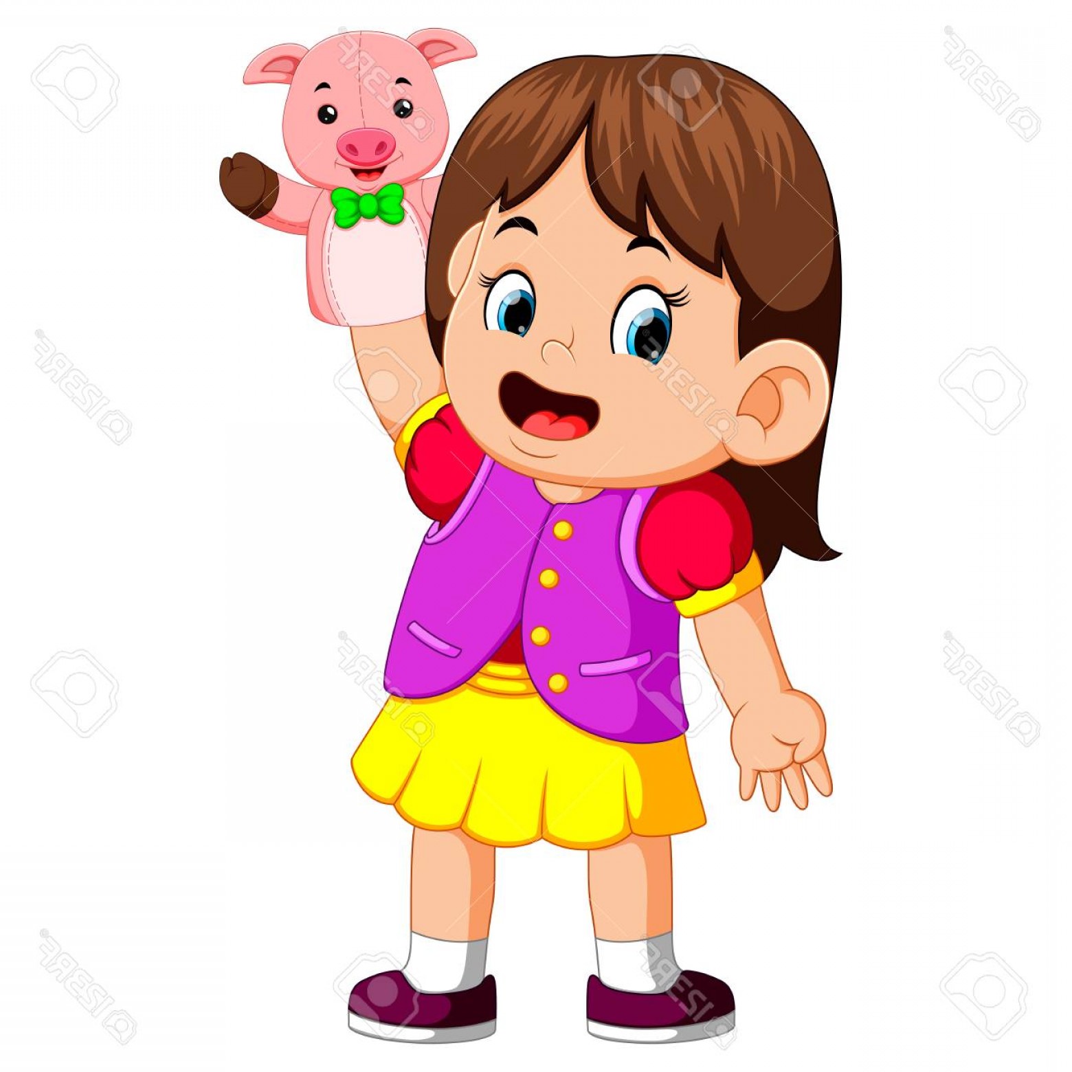 1560x1560 Photostock Vector The Girl Was Using Cute Pig Puppet Newwaysys