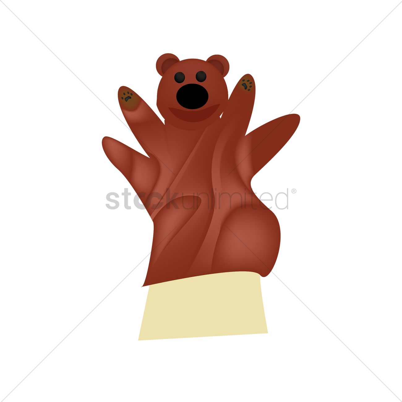 1300x1300 Bear Hand Puppet Vector Image