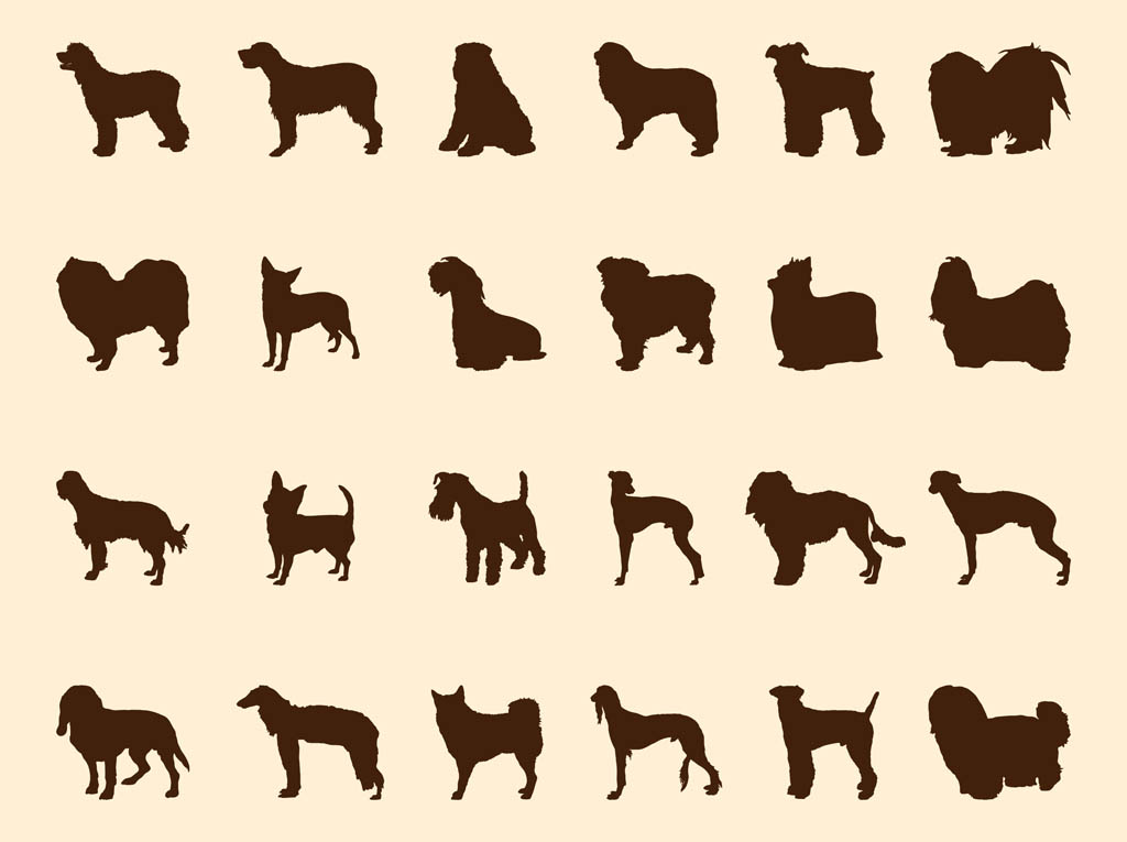 1024x765 Dogs Silhouette Set Vector Art Graphics
