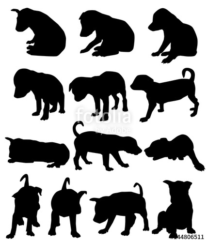 427x500 Puppy Silhouette Set Stock Image And Royalty Free Vector