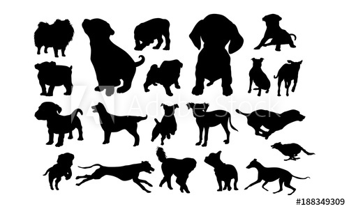 500x300 Set Of Cute Dog And Puppy Silhouette Vector