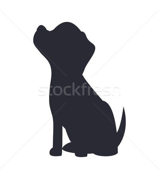 535x600 Sitting Dog, Black Silhouette, Vector Illustration Vector