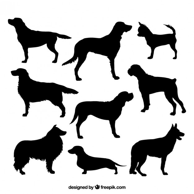 626x626 Variety Of Dog Silhouettes Vector Free Download