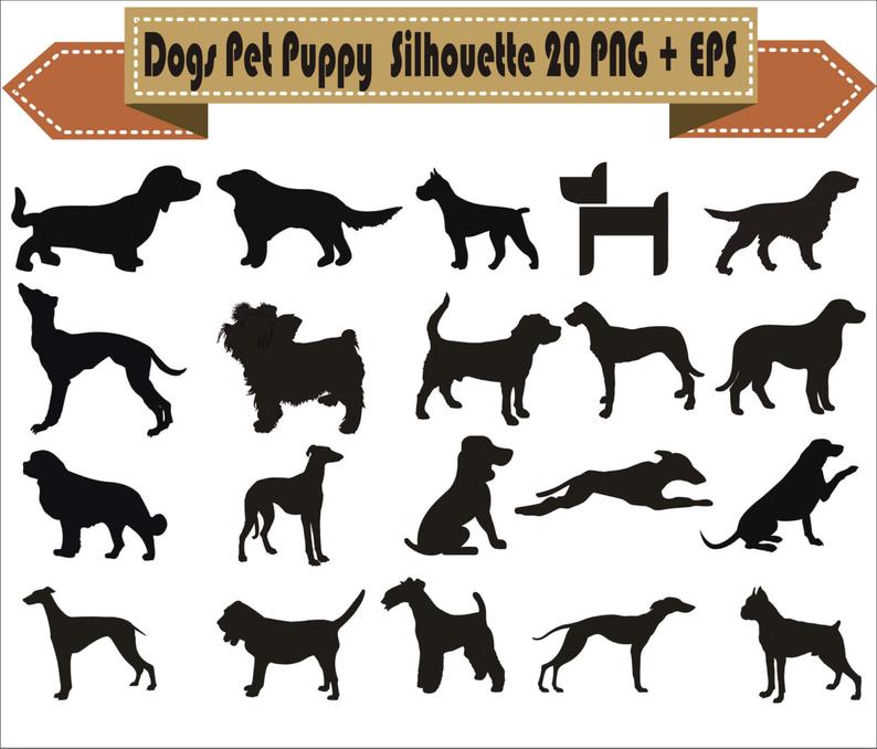 794x678 Dog Dogs Puppy Pup Pet Dogy Pack Silhouette Vector Clipart Png Etsy