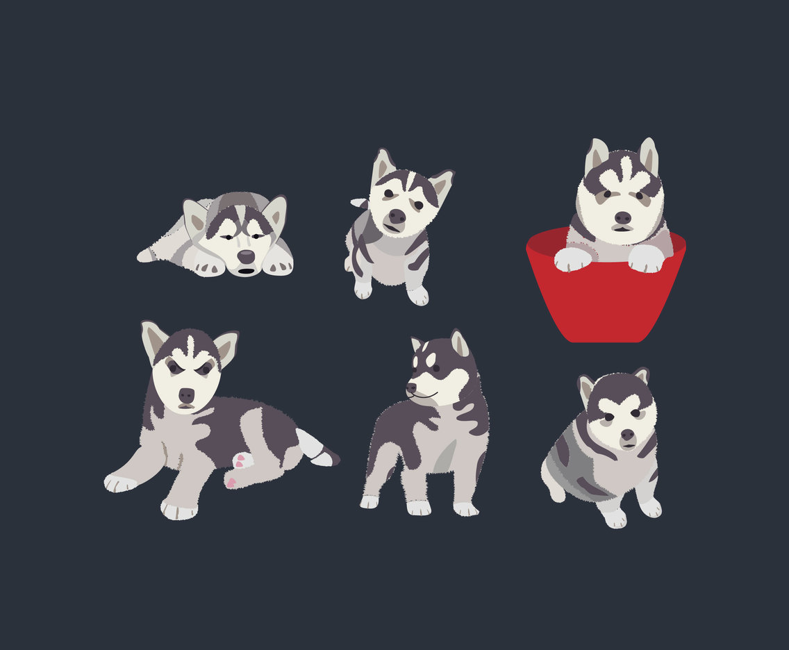 1136x936 Husky Puppies Vector Vector Art Graphics