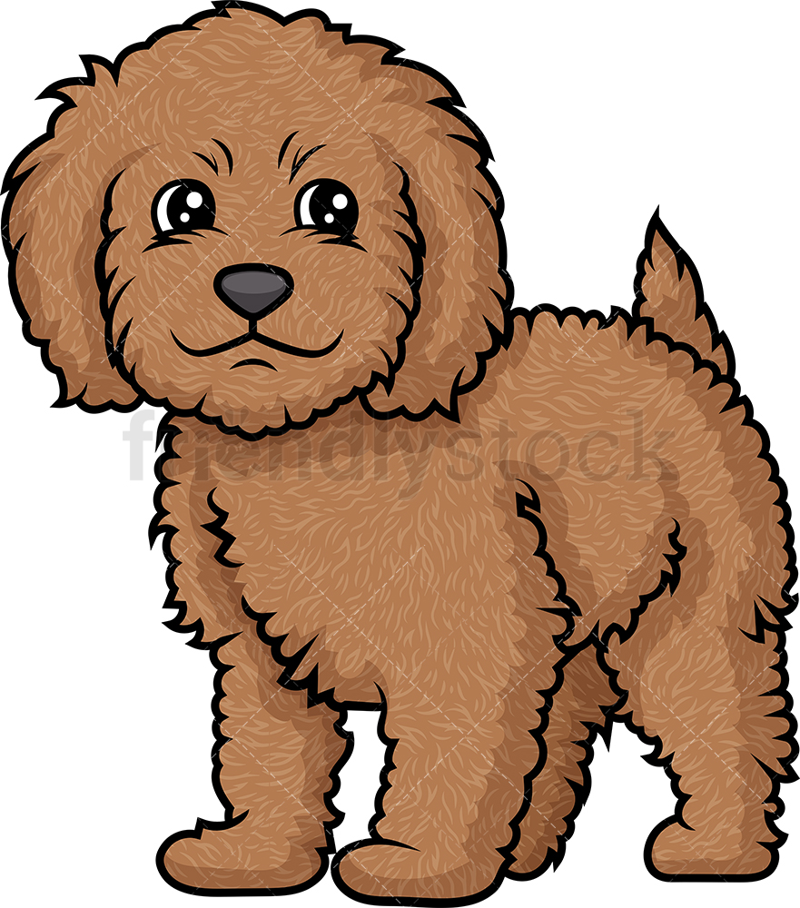 881x1000 Cute Labradoodle Puppy Cartoon Clipart Vector