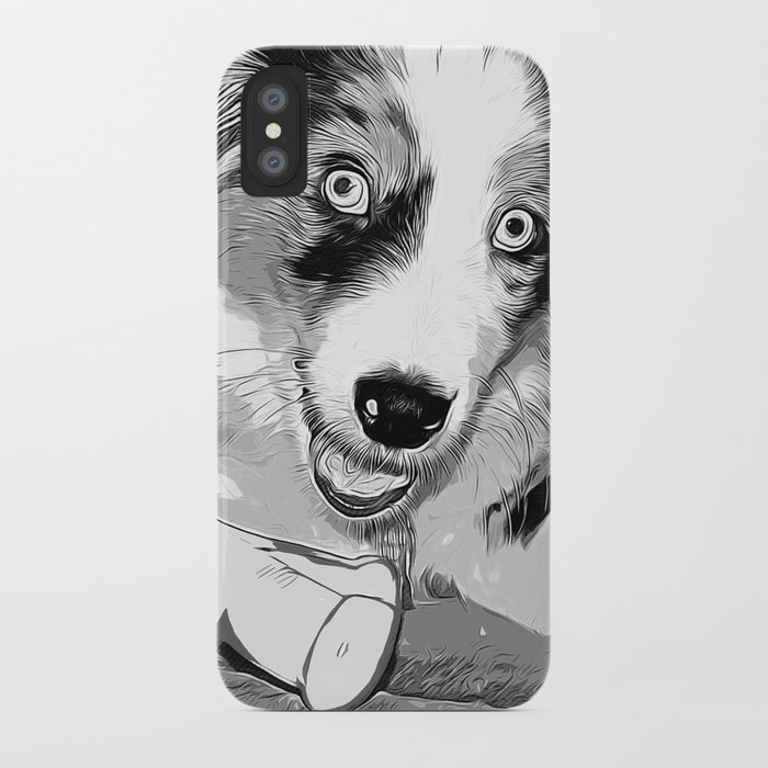 700x700 Australian Shepherd Aussie Dog Puppy Vector Art Black White Iphone