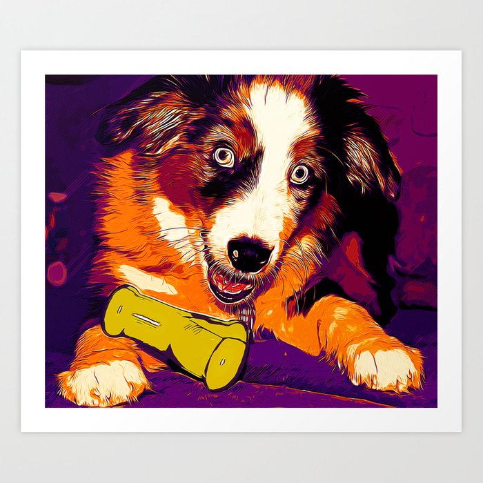 700x700 Australian Shepherd Aussie Dog Puppy Vector Art Late Sunset Art