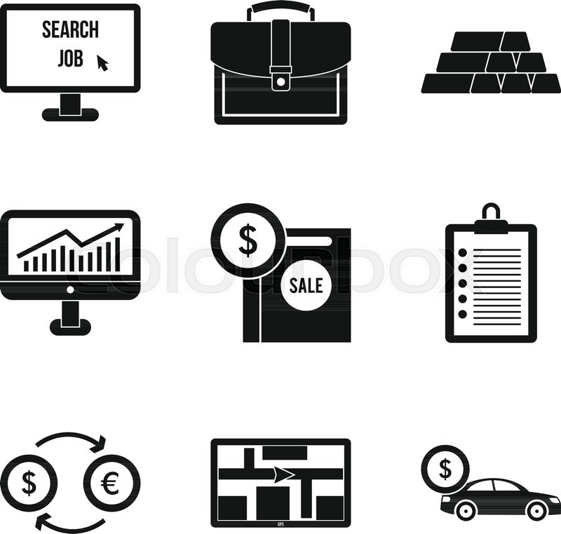 800x762 Expensive Purchase Icons Set Simple Stock Vector Colourbox