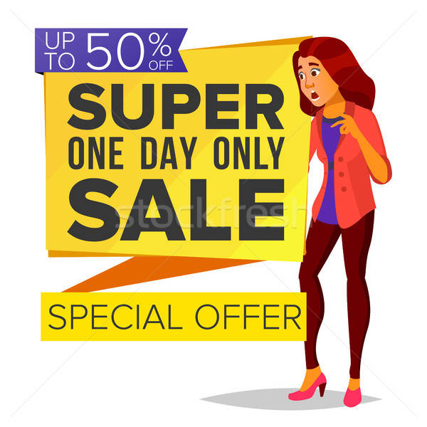 600x600 Shopping Woman Vector Big Discount Super Sale Special Offer