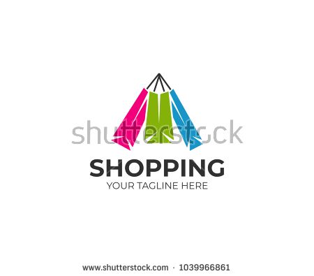 450x395 Colorful Paper Shopping Bags Logo Template Purchase Vector Design