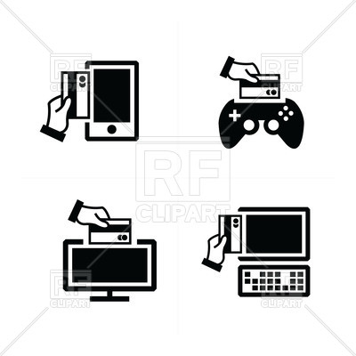 400x400 Credit Card Purchase Electronic Devices Icons Set Vector Image