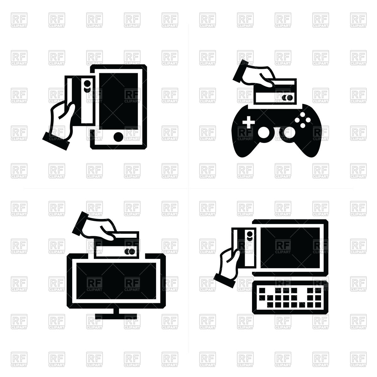 1200x1200 Credit Card Purchase Electronic Devices Icons Set Vector Image