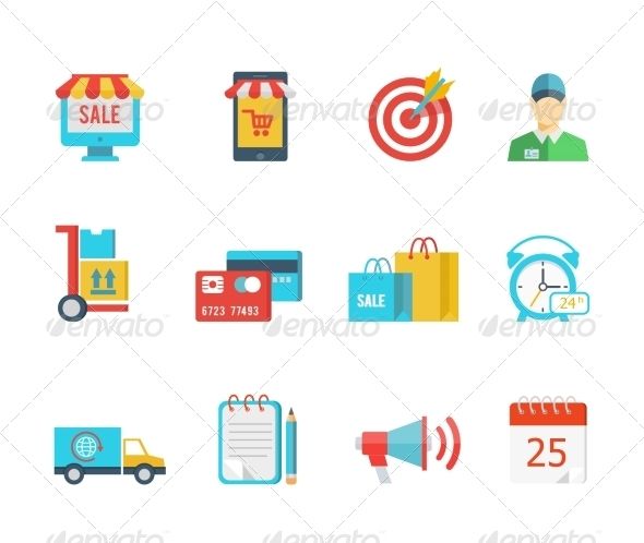 590x498 Set Of Flat Vector Purchase And Delivery Icons With A Sale