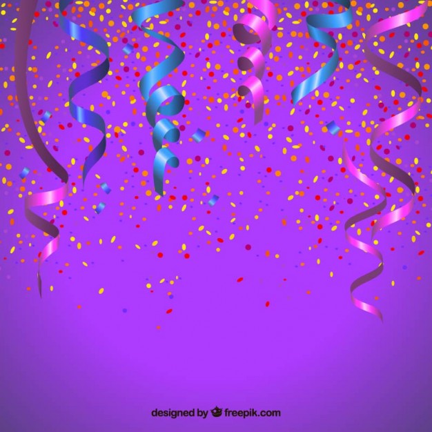 626x626 Party Confetti On Purple Background Free Vector