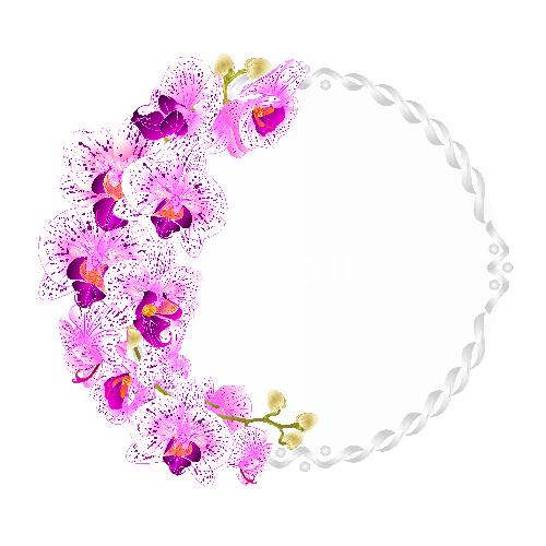 Floral Vector Round Frame With Orchids Purple And White Flowers 500x500 Floral Vector Round Frame With Orchids Purple And White Flowers
