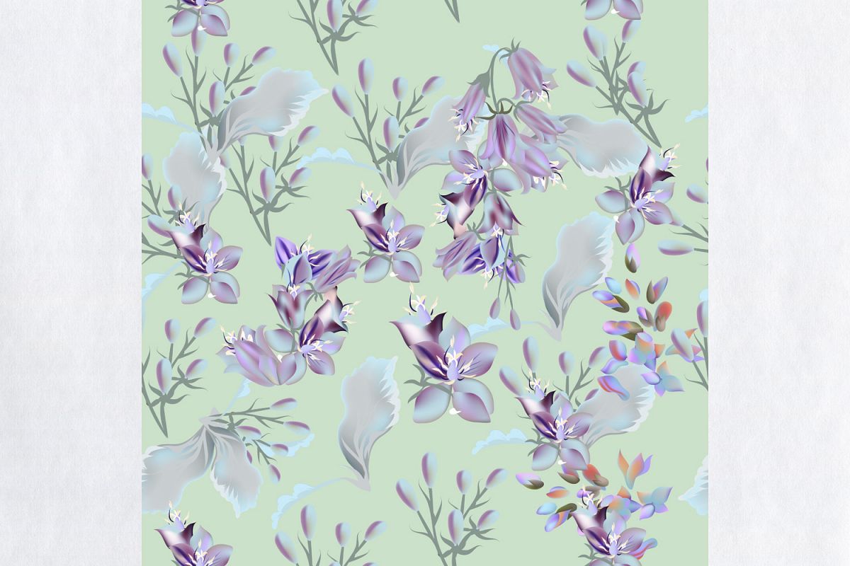 Floral Vector Pattern With Purple Flowers 1200x800 Floral Vector Pattern With Purple Flowers